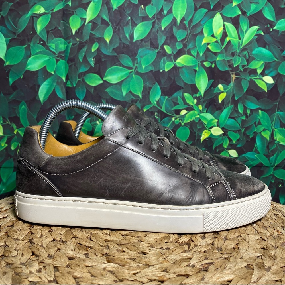 Magnanni grey leather lace sneakers
